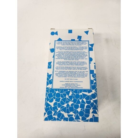 VINTAGE Avon 1997 Kids Blue White Whale Design Bubble Maker Fun Toy With Box - Picture 6 of 7